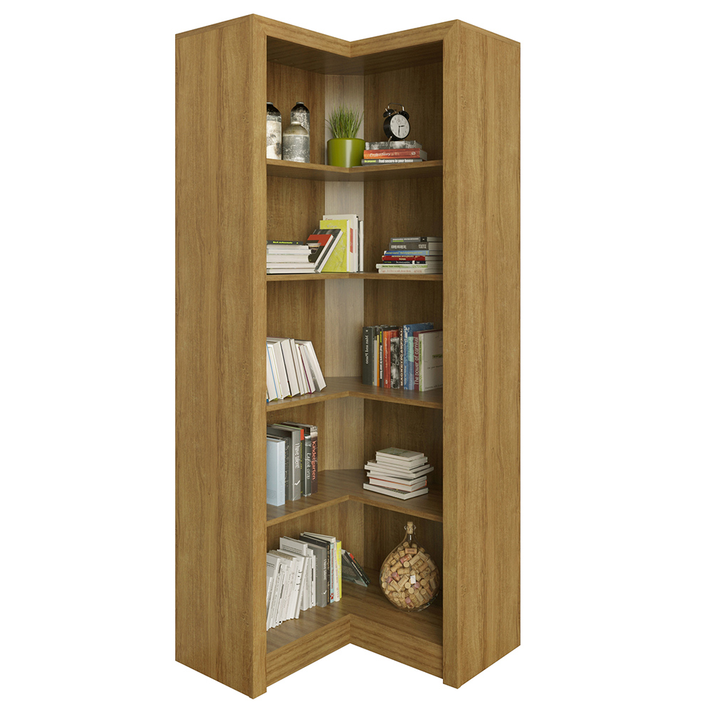 Armário Estante de Canto Alto para Escritório Home Office ME4132 MDP Amendoa G69 - Gran Belo