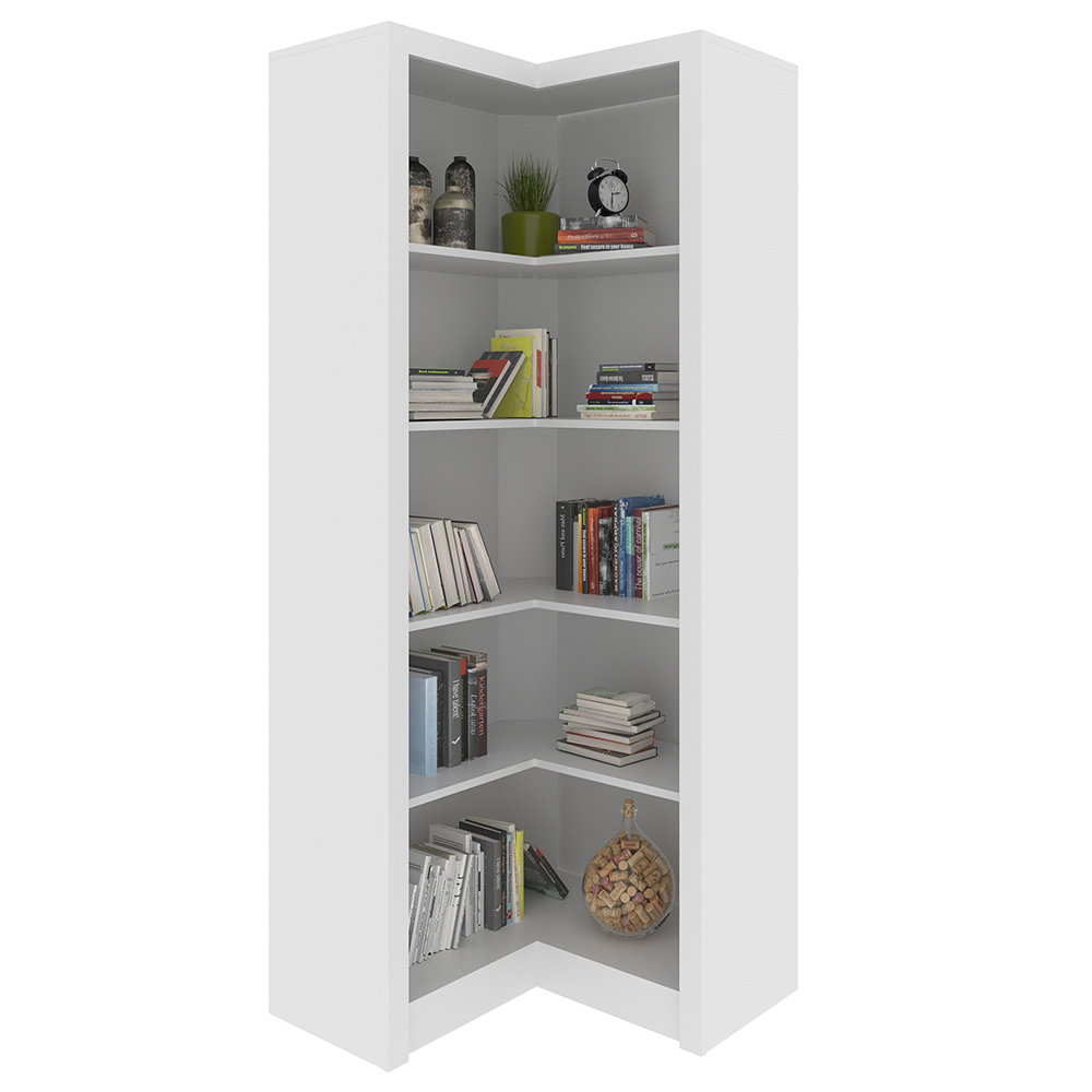 Armário Estante de Canto Alto para Escritório Home Office ME4132 MDP Branco G69 - Gran Belo