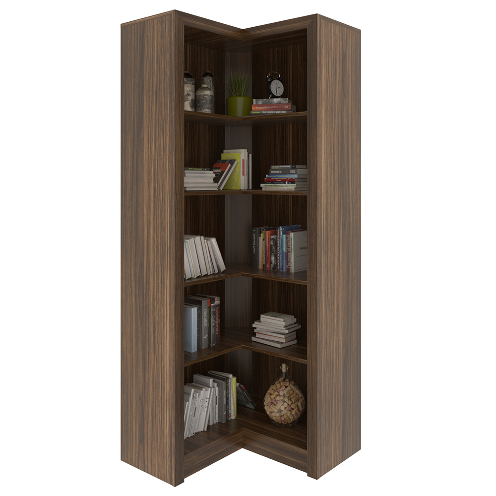 Armário Estante de Canto Alto para Escritório Home Office ME4132 MDP Nogal G69 - Gran Belo