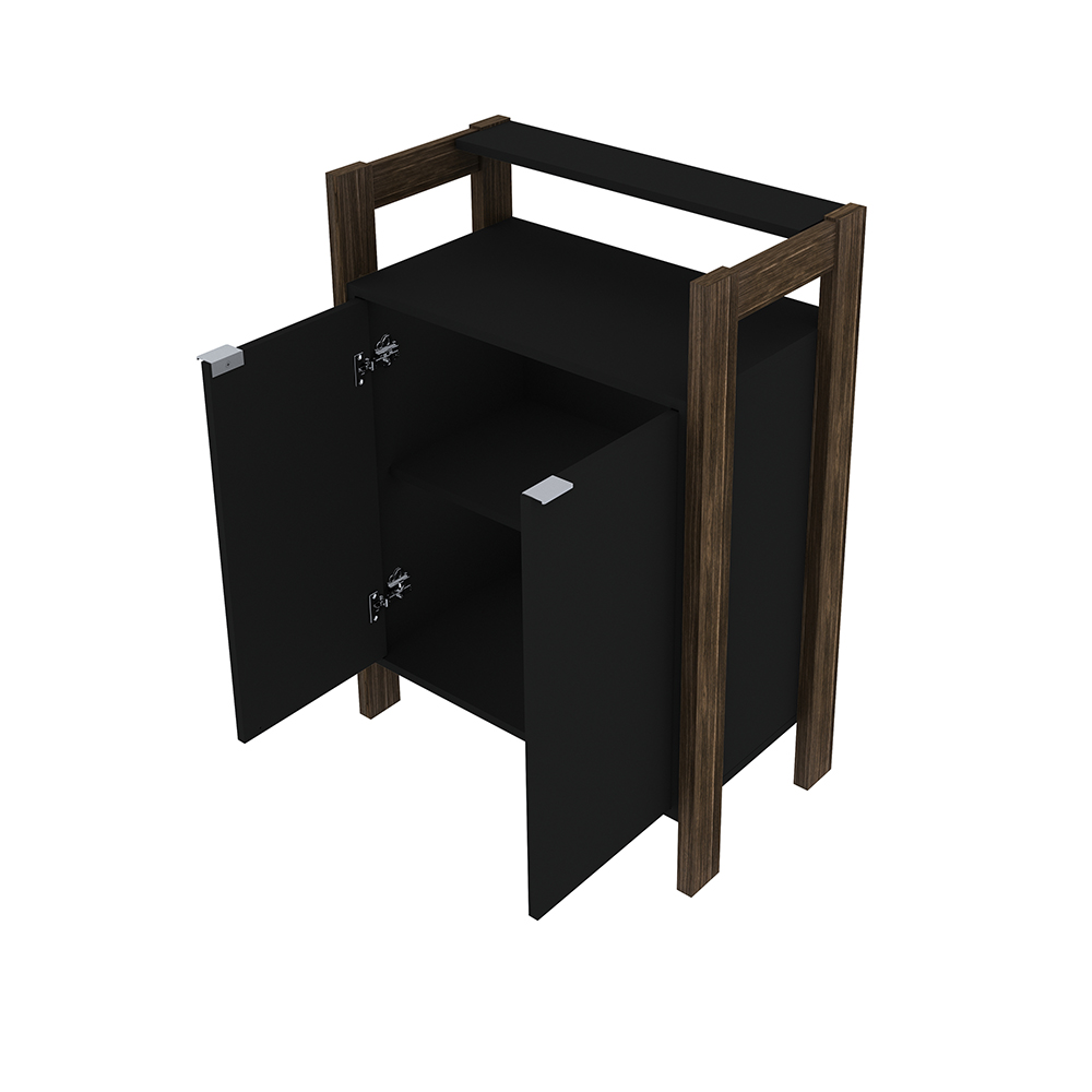 Armário Mesa baixa para Escritório Home Office AZ1008 MDP Preto/Nogal G69 - Gran Belo