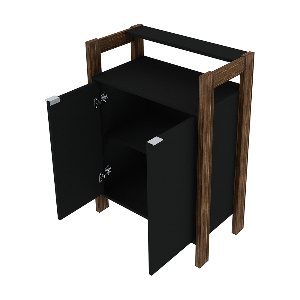 Armário Mesa baixa para Escritório Home Office AZ1008 MDP Preto/Nogal G69 - Gran Belo