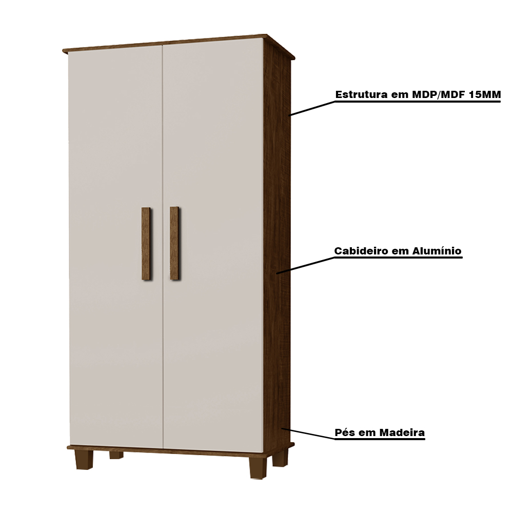 Armário Organizador 2 Portas Nicolau Malbec/Off White G37 - Gran Belo