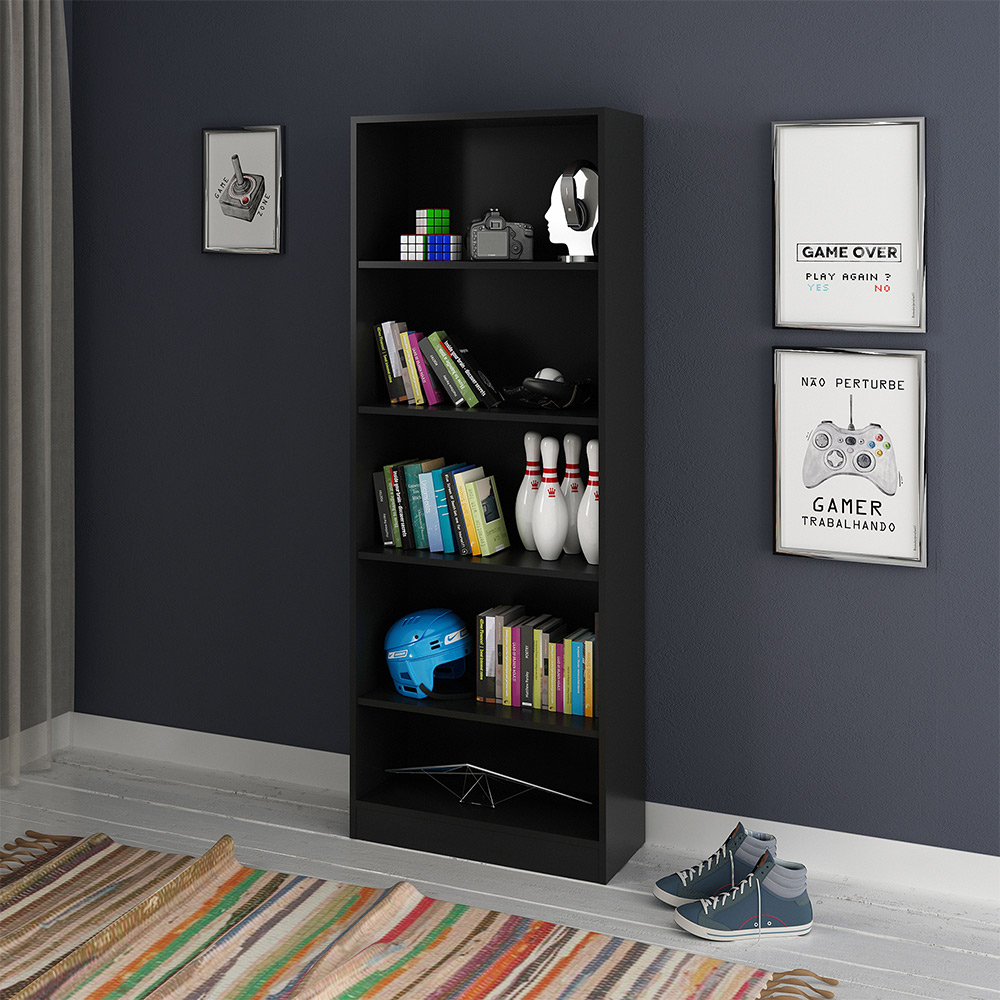 Armário Prateleiras para Escritório Home Office Gamer ME4141 MDP Preto/Preto G69 - Gran Belo