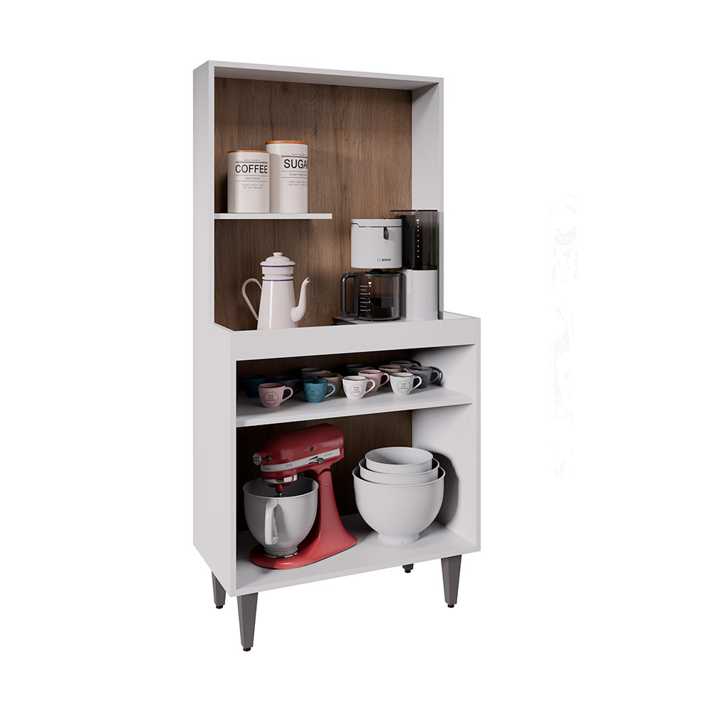 Armário de Cozinha 2 Portas Cantinho do Café Itigi Branco/Freijó G96 - Gran Belo