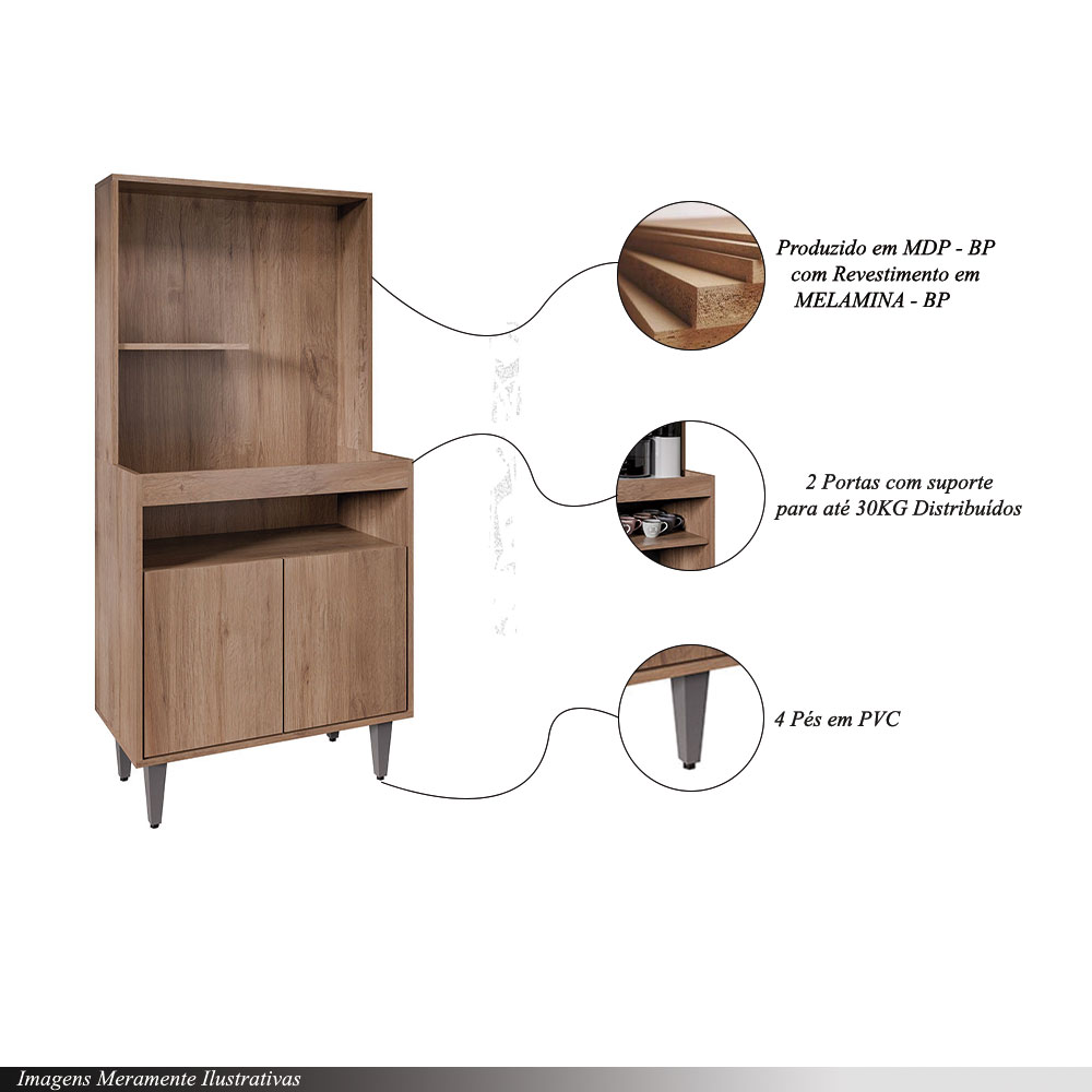 Armário de Cozinha 2 Portas Cantinho do Café Itigi Freijó G96 - Gran Belo