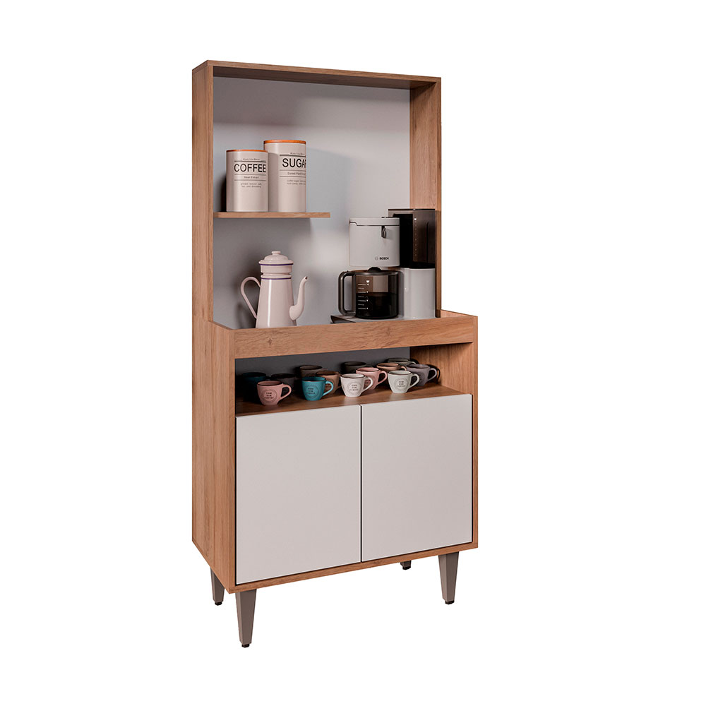Armário de Cozinha 2 Portas Cantinho do Café Itigi Freijó/Branco G96 - Gran Belo