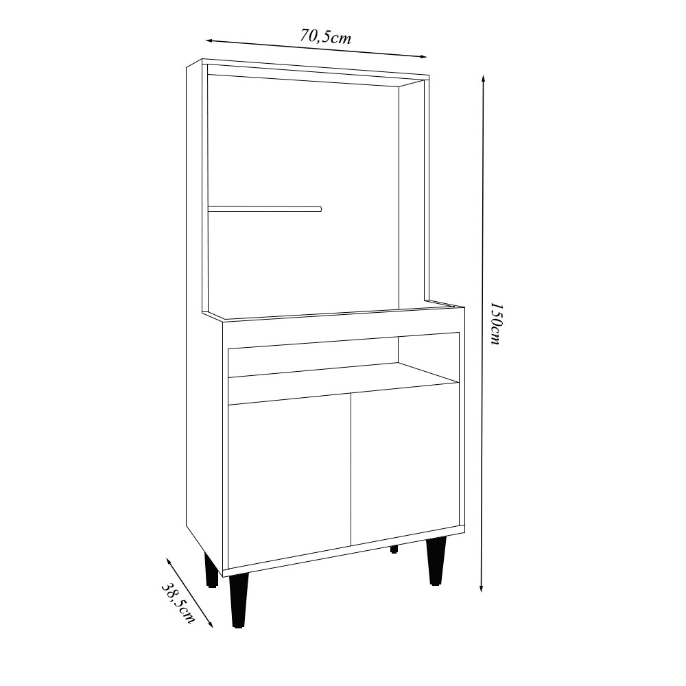 Armário de Cozinha 2 Portas Cantinho do Café Itigi Freijó/Branco G96 - Gran Belo