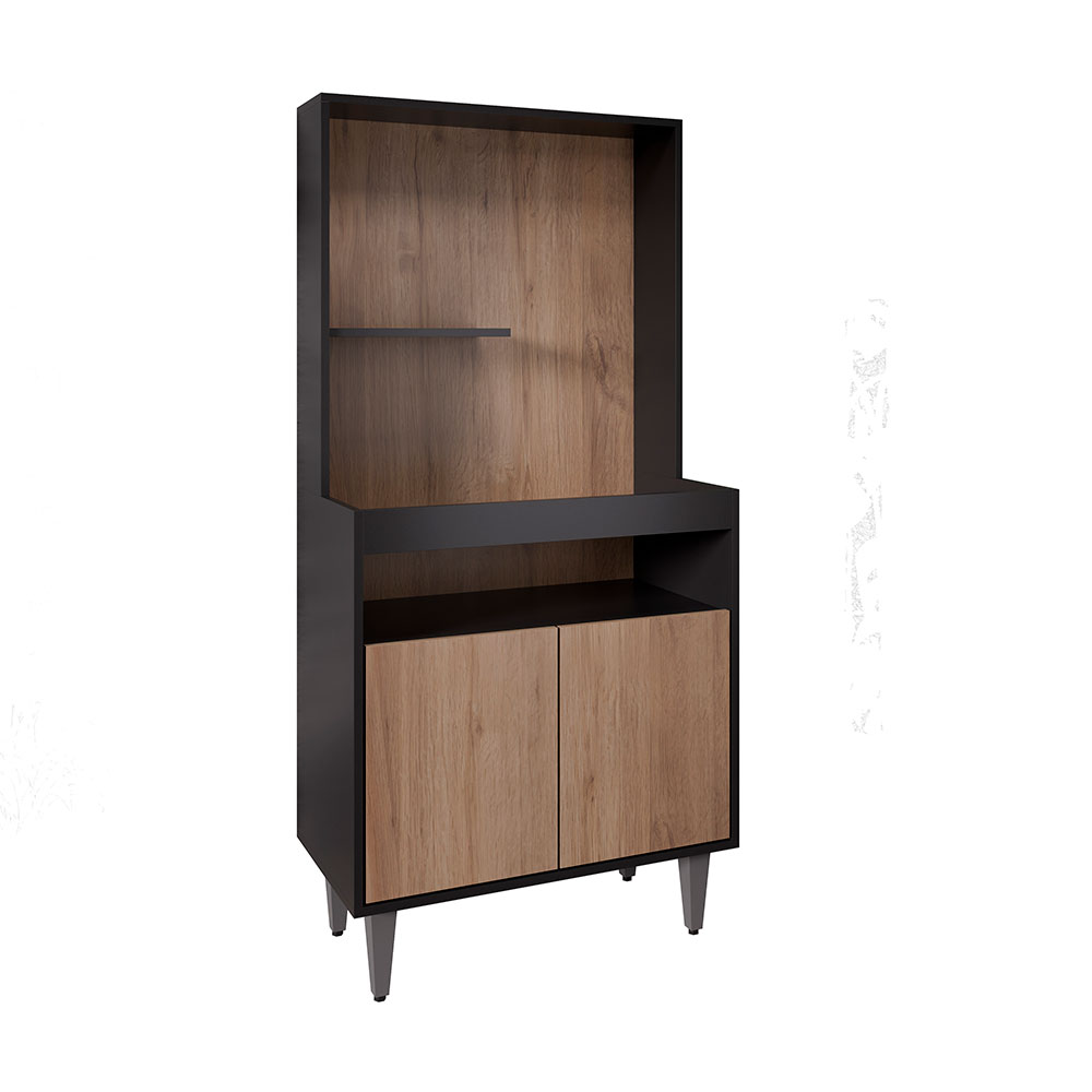 Armário de Cozinha 2 Portas Cantinho do Café Itigi Preto/Freijó G96 - Gran Belo