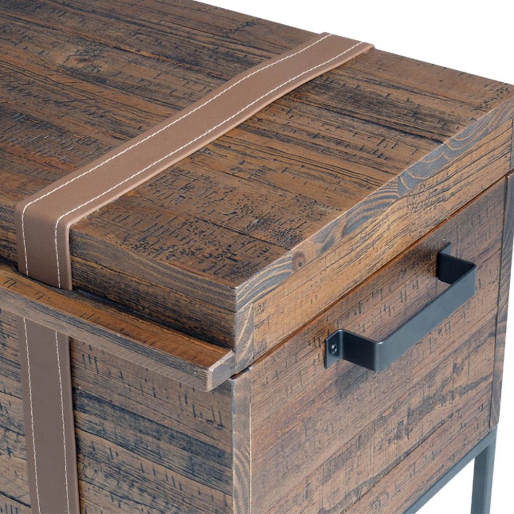 Baú Decorativo para Sala de Estar Quarto Teneci Grafite Madeira Maciça Rustic Brown G54 - Gran Belo