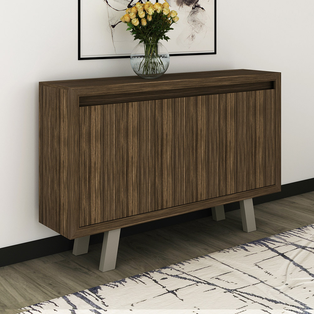 Balcão 3 Portas para Escritório Home Office ME4120 MDP Nogal/Fendi G69 - Gran Belo