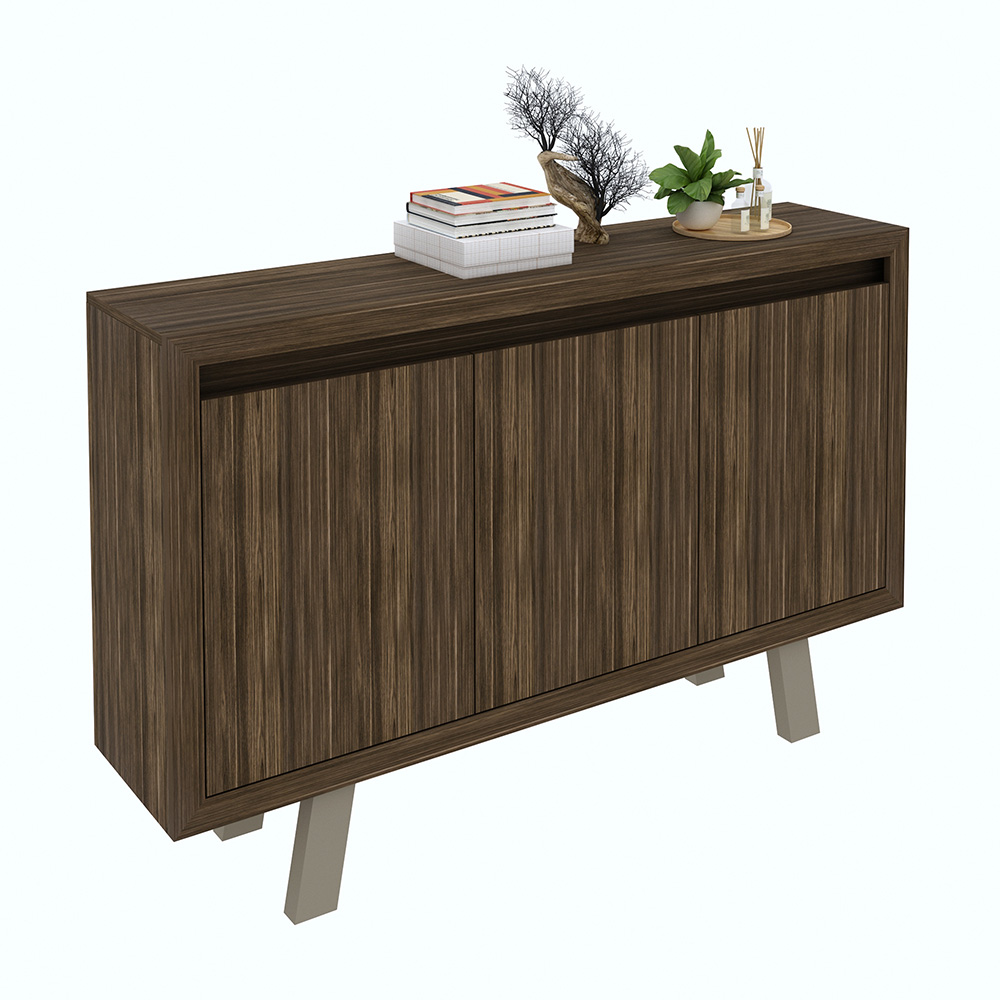 Balcão 3 Portas para Escritório Home Office ME4120 MDP Nogal/Fendi G69 - Gran Belo