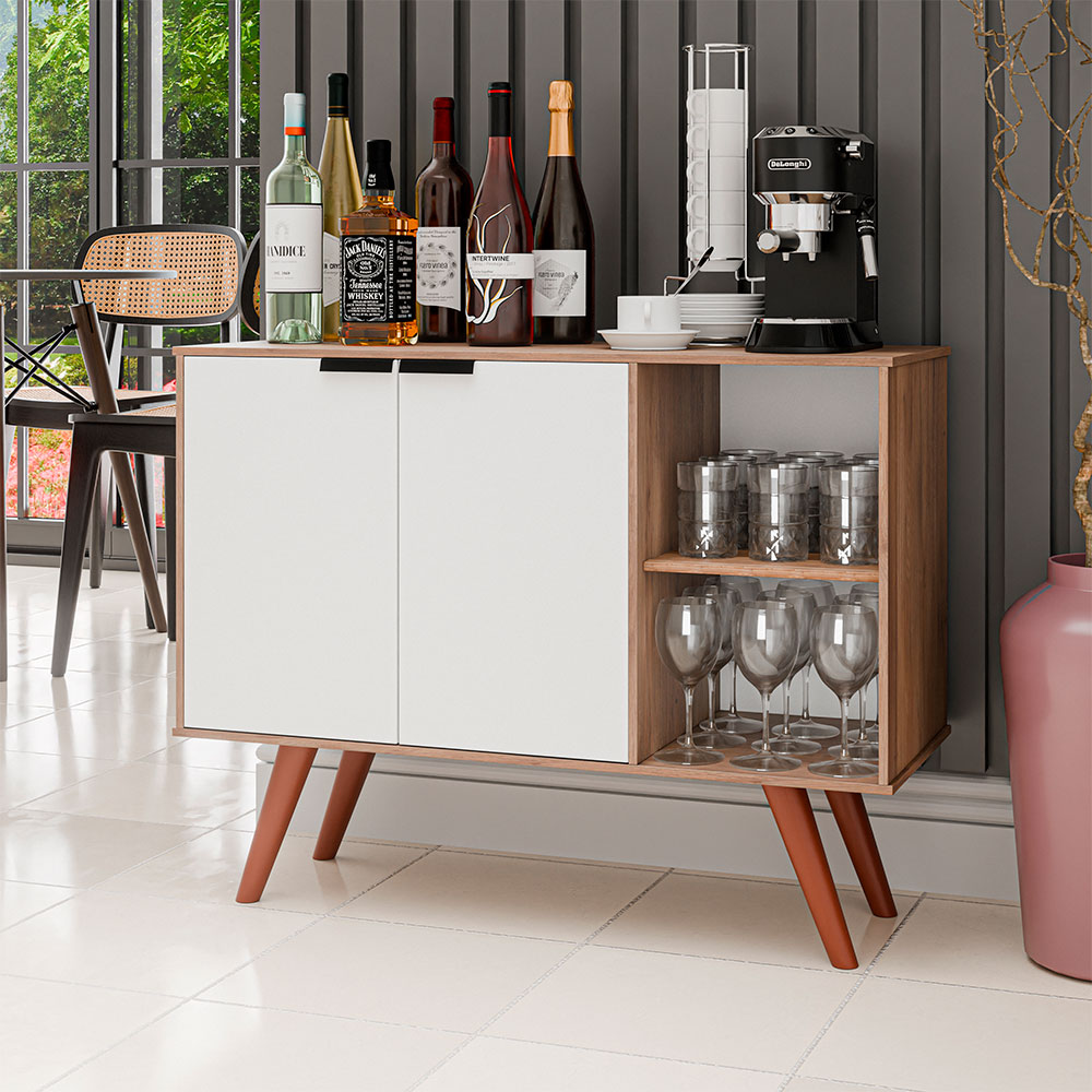 Balcão Buffet 2 Portas Koren MDP/BP Freijó/Branco G96 - Gran Belo