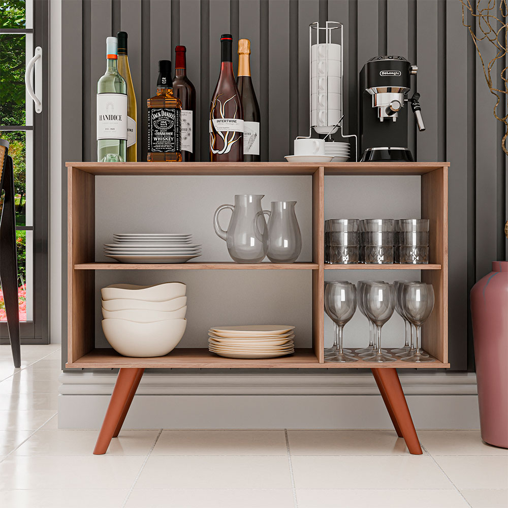 Balcão Buffet 2 Portas Koren MDP/BP Freijó/Branco G96 - Gran Belo