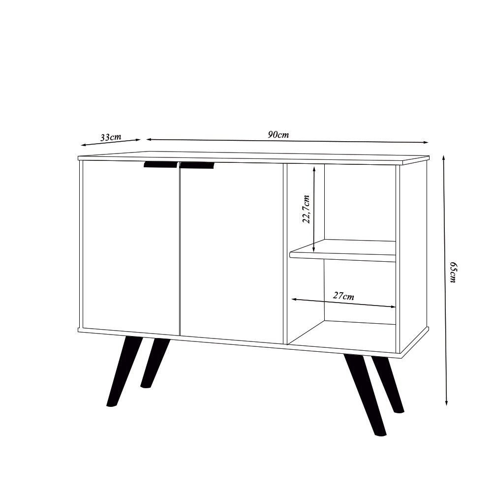 Balcão Buffet 2 Portas Koren MDP/BP Preto/Freijó G96 - Gran Belo