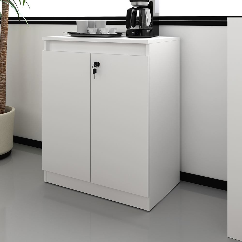 Balcão com Chave para Escritório Home Office ME4149 Branco G69 - Gran Belo