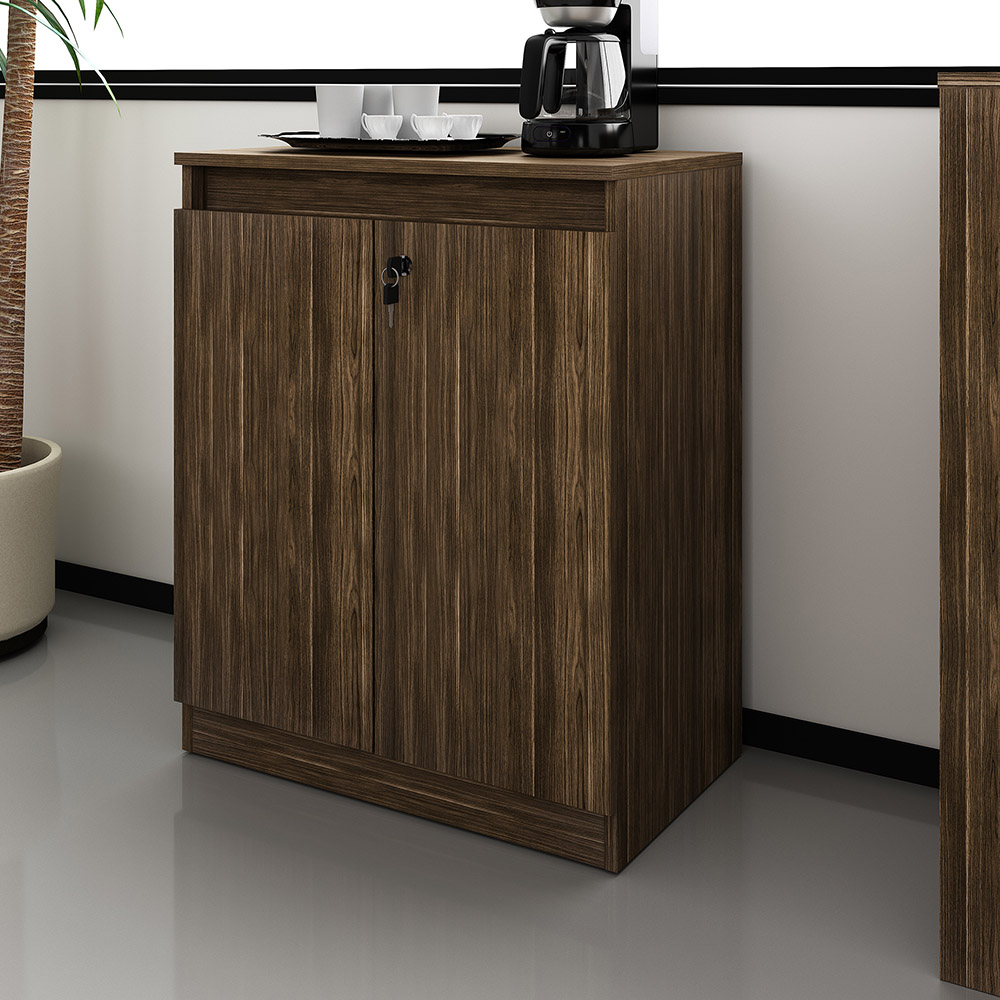 Balcão com Chave para Escritório Home Office ME4149 Nogal G69 - Gran Belo