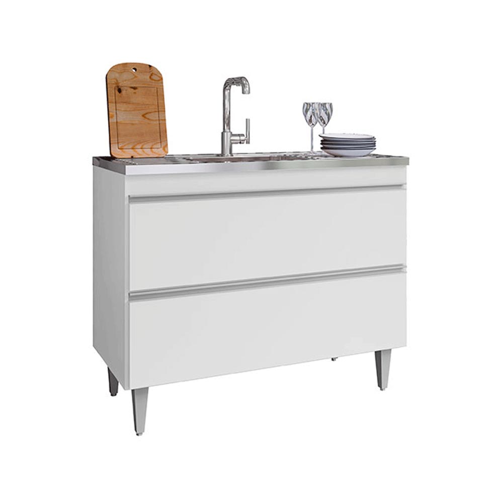 Balcão de Cozinha Wollo MDP/BP Branco G96 - Gran Belo