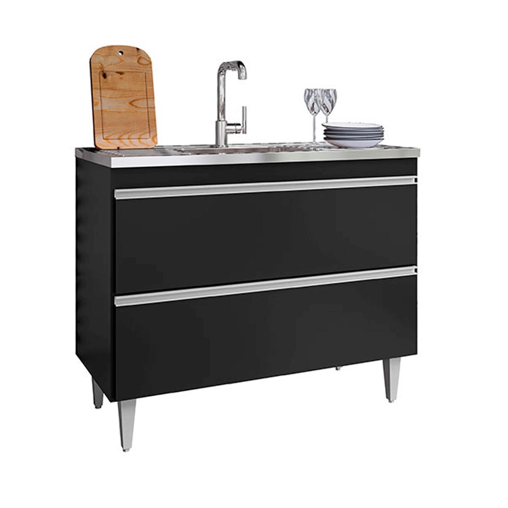 Balcão de Cozinha Wollo MDP/BP Preto G96 - Gran Belo