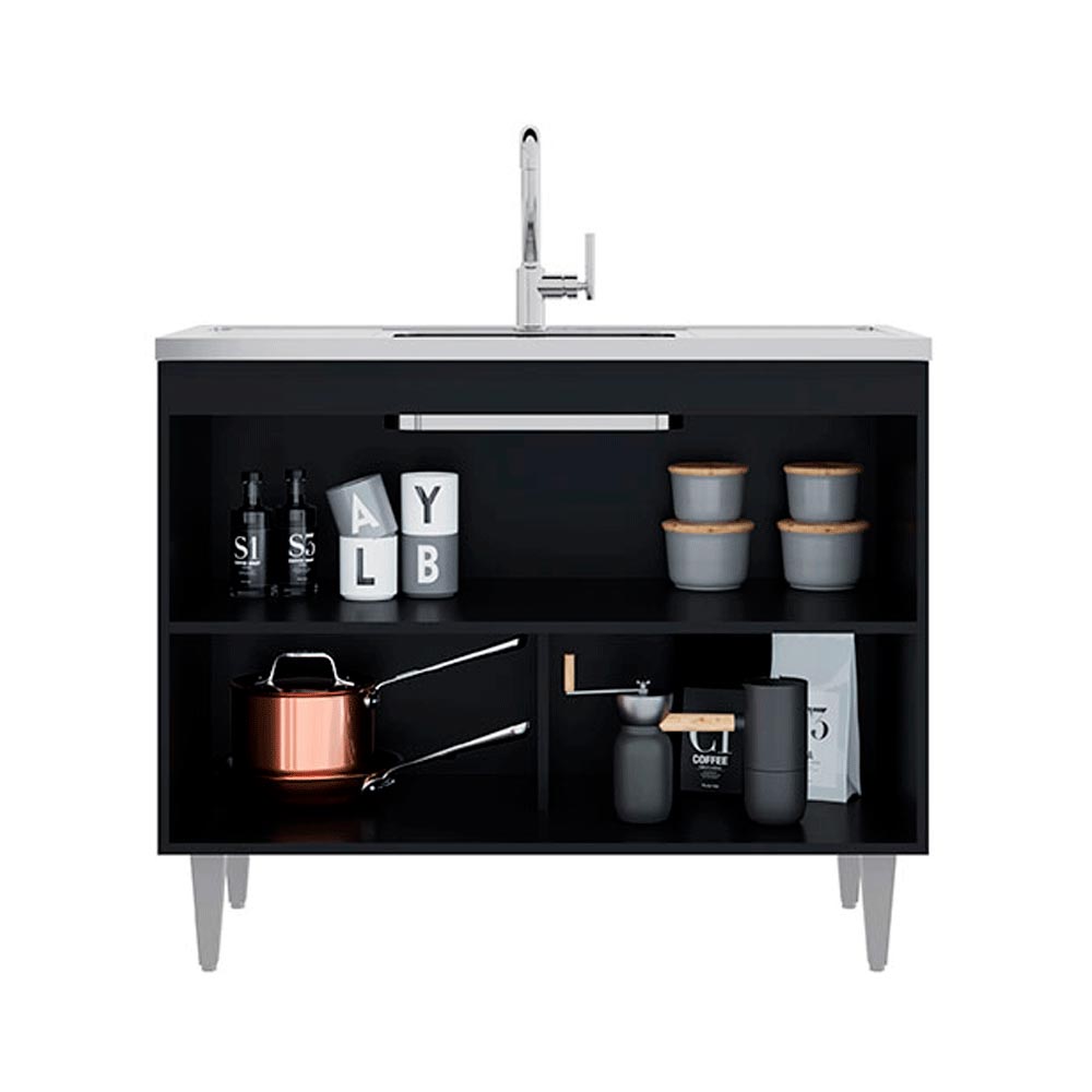 Balcão de Cozinha Wollo MDP/BP Preto/Grafite G96 - Gran Belo