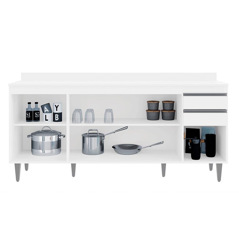 Balcão de Cozinha com Tampo Apex MDP/BP Branco G96 - Gran Belo
