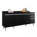 Balcão de Cozinha com Tampo Apex MDP/BP Preto G96 - Gran Belo