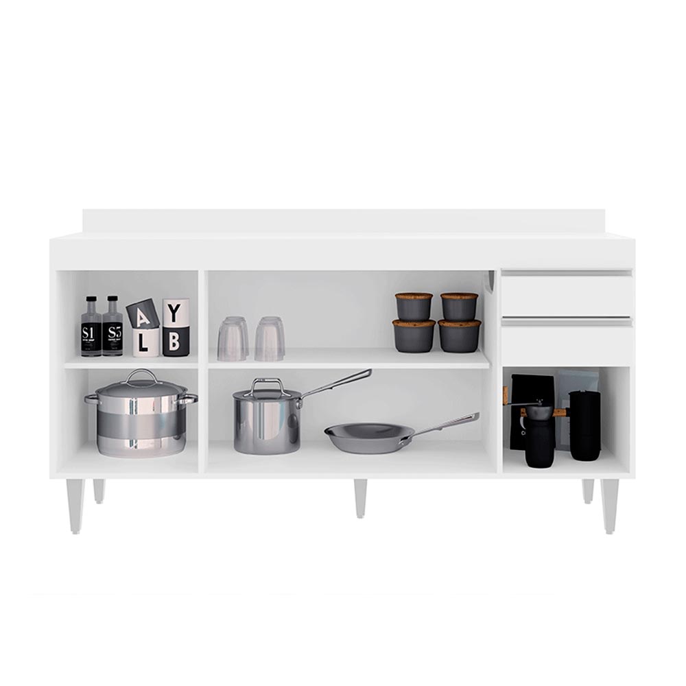 Balcão de Cozinha com Tampo Marcos MDP/BP Branco G96 - Gran Belo
