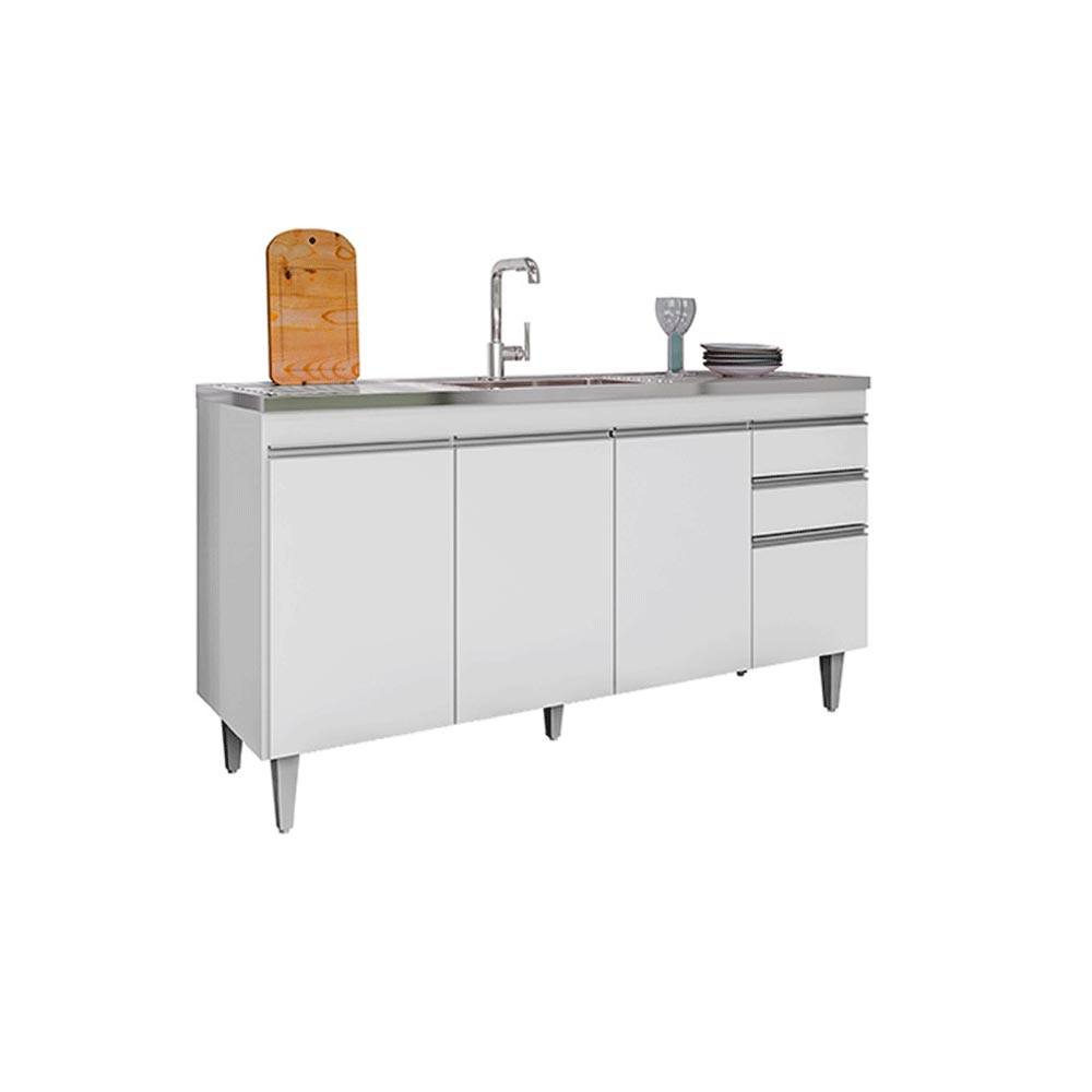 Balcão de Cozinha para Pia Dodoma MDP/BP Branco G96 - Gran Belo
