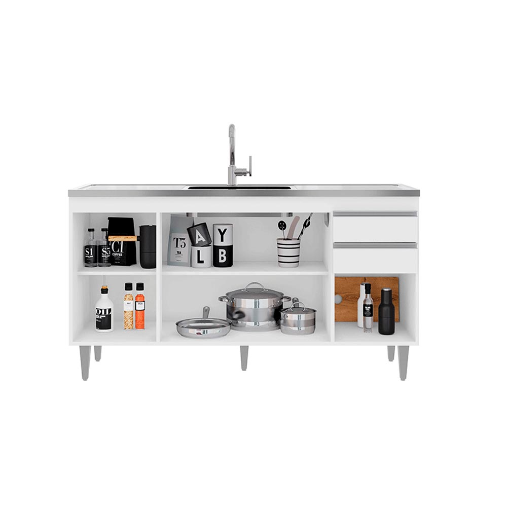 Balcão de Cozinha para Pia Dodoma MDP/BP Branco G96 - Gran Belo