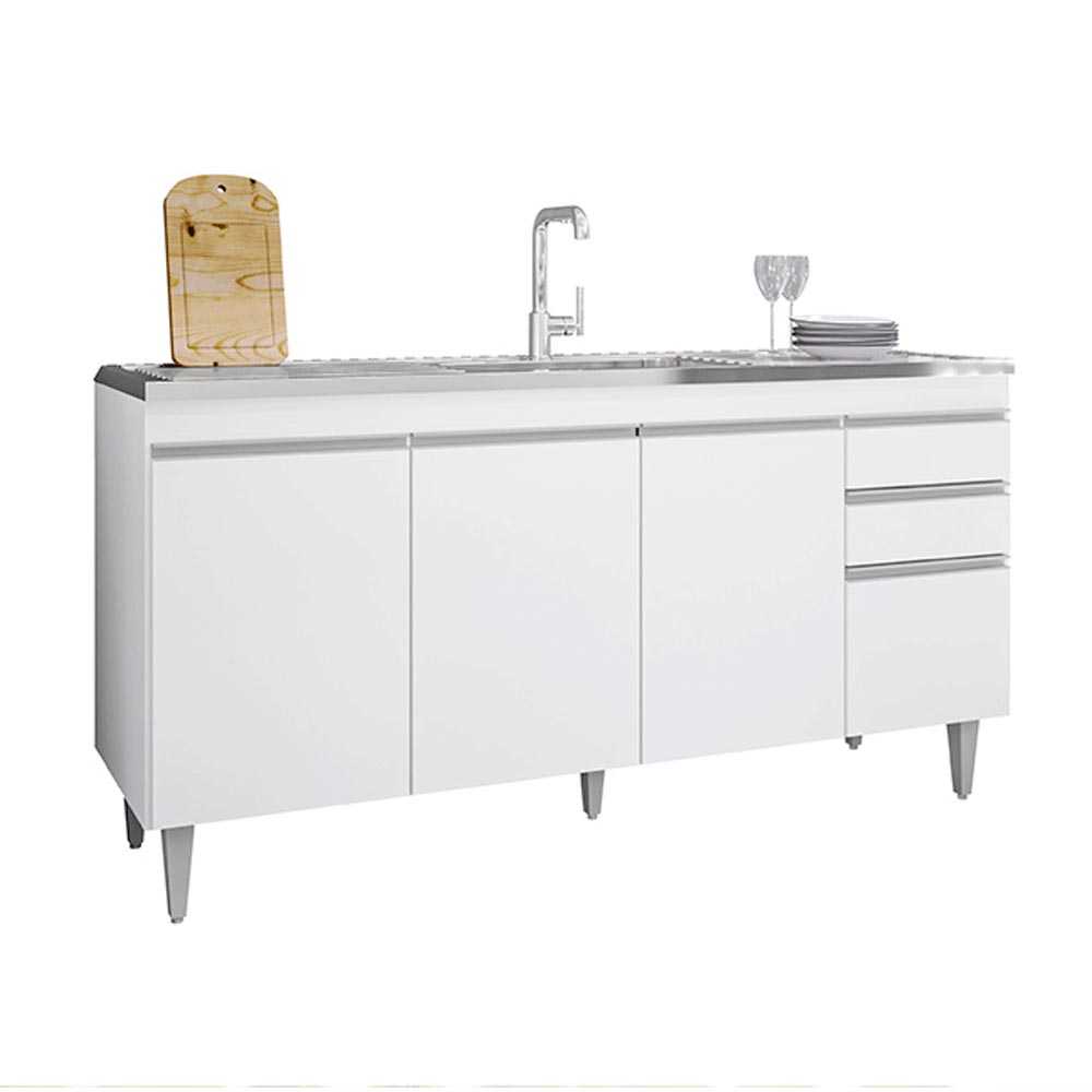 Balcão de Cozinha para Pia Marcos MDP/BP Branco G96 - Gran Belo