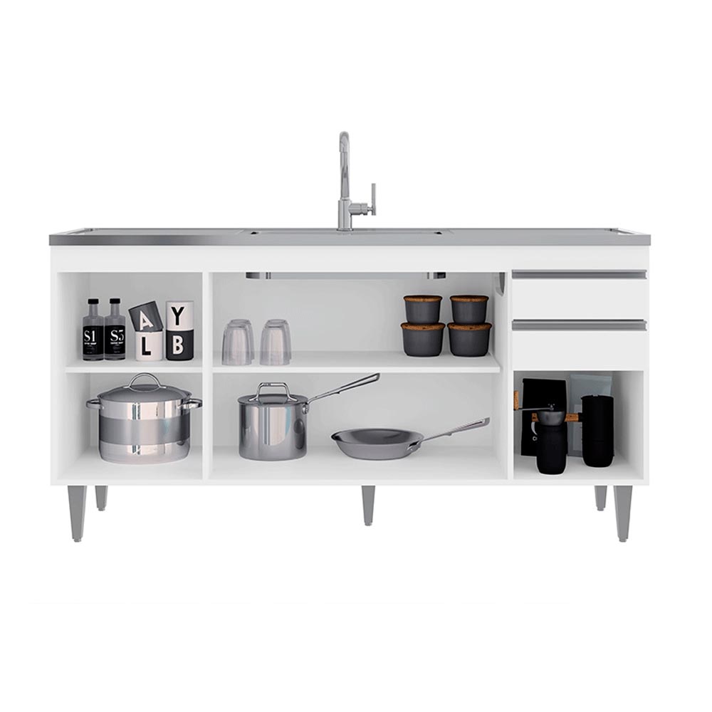 Balcão de Cozinha para Pia Marcos MDP/BP Branco G96 - Gran Belo