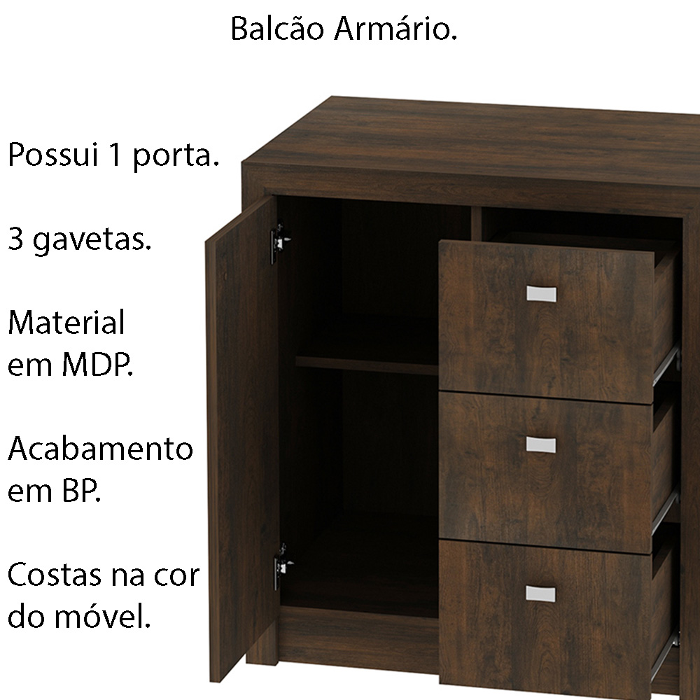 Balcão para Escritório Home Office ME4111 MDP Rustico G69 - Gran Belo