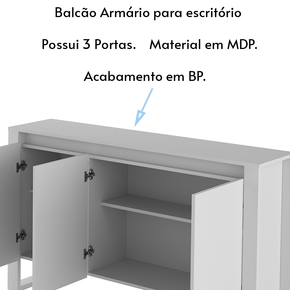 Balcão para Escritório Home Office ME4147 Branco G69 - Gran Belo