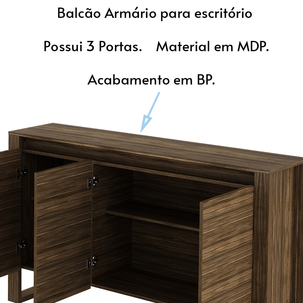 Balcão para Escritório Home Office ME4147 Nogal G69 - Gran Belo