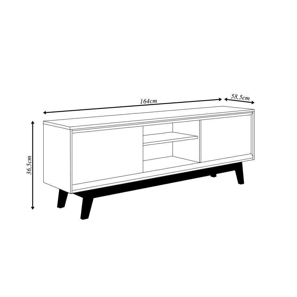 Bancada Decorativa Loser MDP Pintura UV 2 Portas Deslizantes até 65 Cumaru G97 - Gran Belo