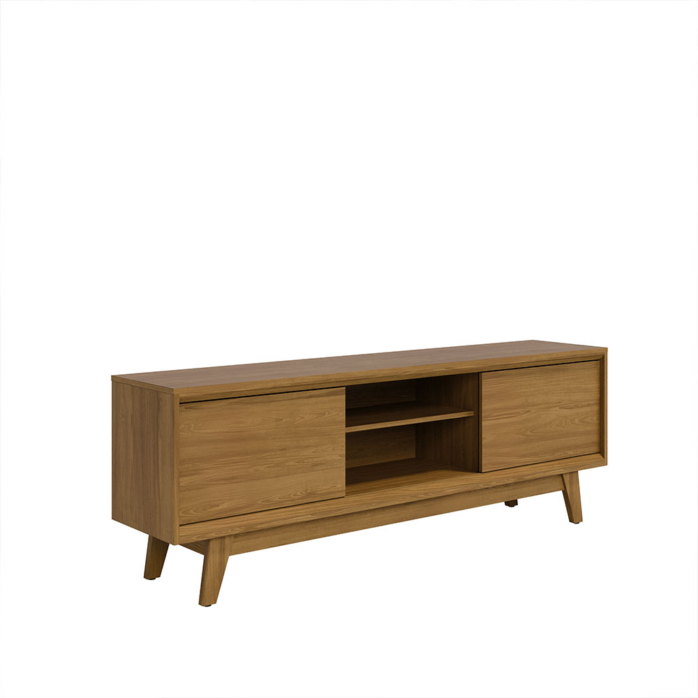 Bancada Decorativa Loser MDP Pintura UV 2 Portas Deslizantes até 65 Cumaru G97 - Gran Belo