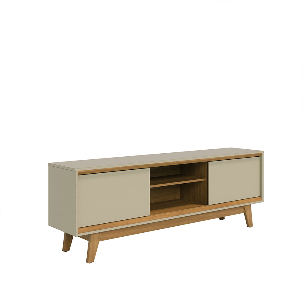 Bancada Decorativa Loser MDP Pintura UV 2 Portas Deslizantes até 65 Cumaru/Opala G97 - Gran Belo