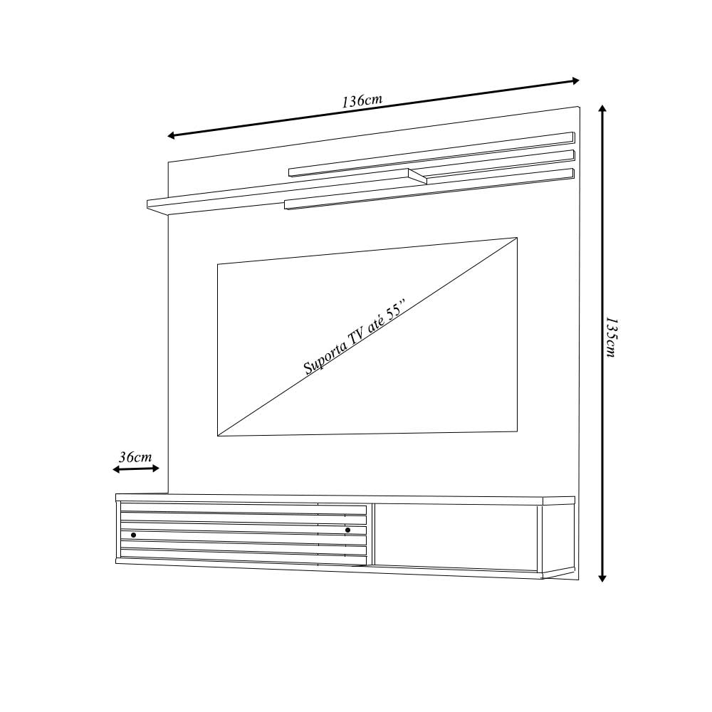 Bancada Suspensa Flop MDP Pintura UV até 55 Cinamomo/OffWhite G97 - Gran Belo