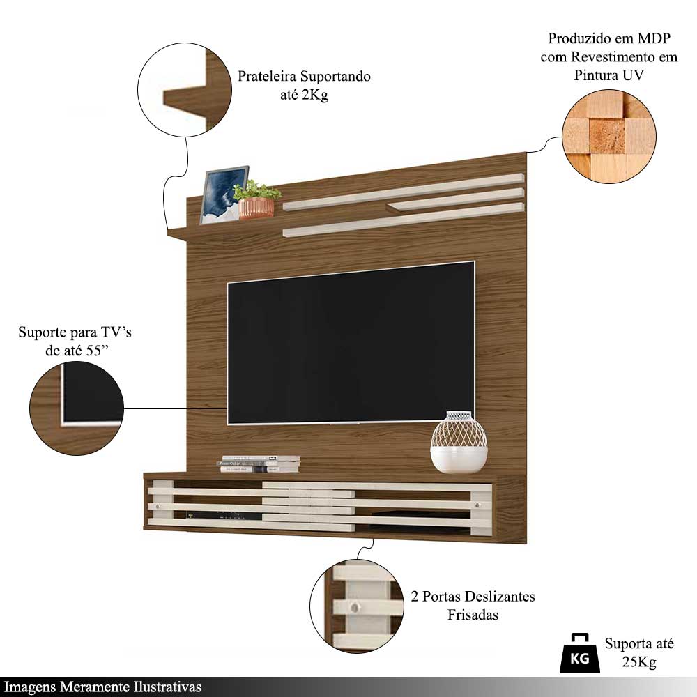 Bancada Suspensa Flop MDP Pintura UV até 55 Naturale/OffWhite G97 - Gran Belo