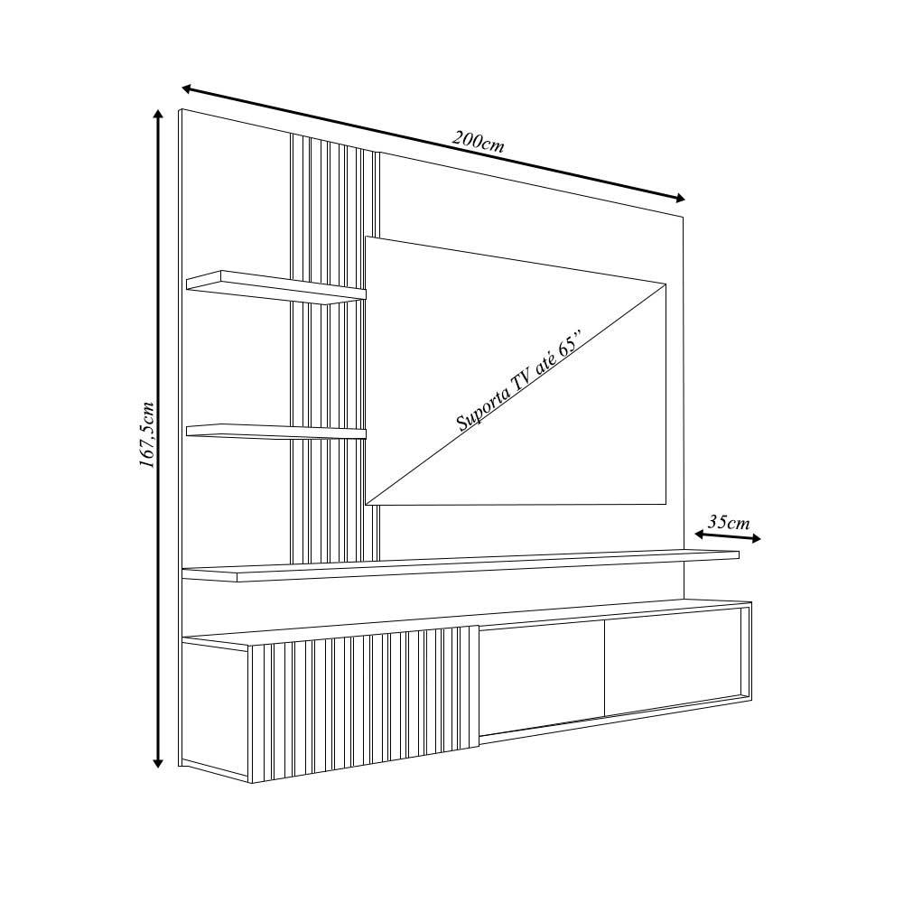 Bancada Suspensa Mesaque MDP Pintura UV até 65 Cinamomo/OffWhite G97 - Gran Belo