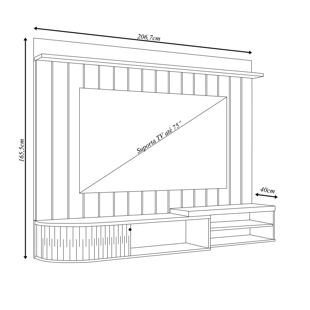 Bancada Suspensa Urach MDP Revestimento Pintura UV até 75 Fendi/Naturale G97 - Gran Belo