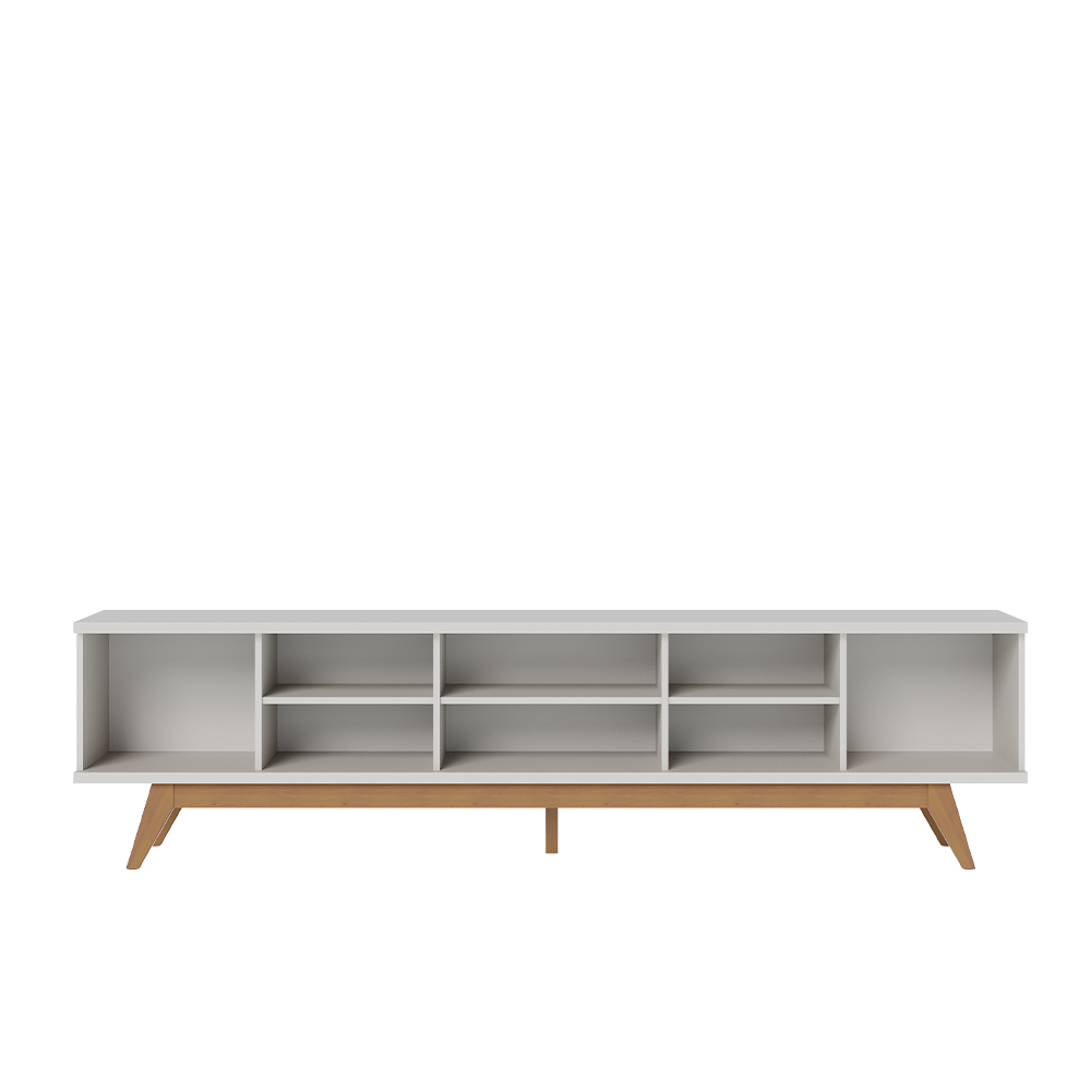 Bancada TV Decorativa Sala de Estar Queiroz Off White/Matte G73 - Gran Belo