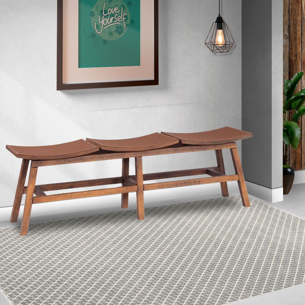 Banco Decorativo para Varanda Cozinha 3 Lugares Eden 149cm Madeira Maciça Rustic Brown G54 - Gran Belo