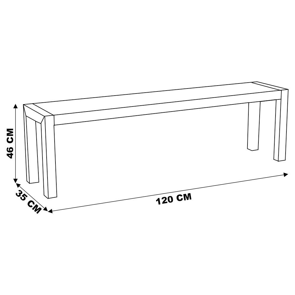 Banco Decorativo para Varanda Cozinha Dumai 120cm Madeira Maciça Walnut Escovado G54 - Gran Belo