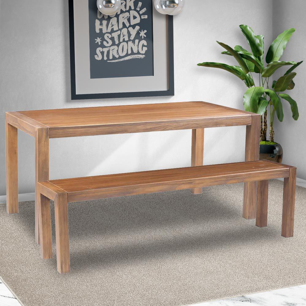 Banco Decorativo para Varanda Cozinha Dumai 120cm Madeira Maciça Walnut Escovado G54 - Gran Belo