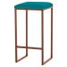 Banqueta Decorativa Billie Base Bronze Suede Azul Claro - Gran Belo