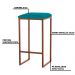 Banqueta Decorativa Billie Base Bronze Suede Azul Claro - Gran Belo