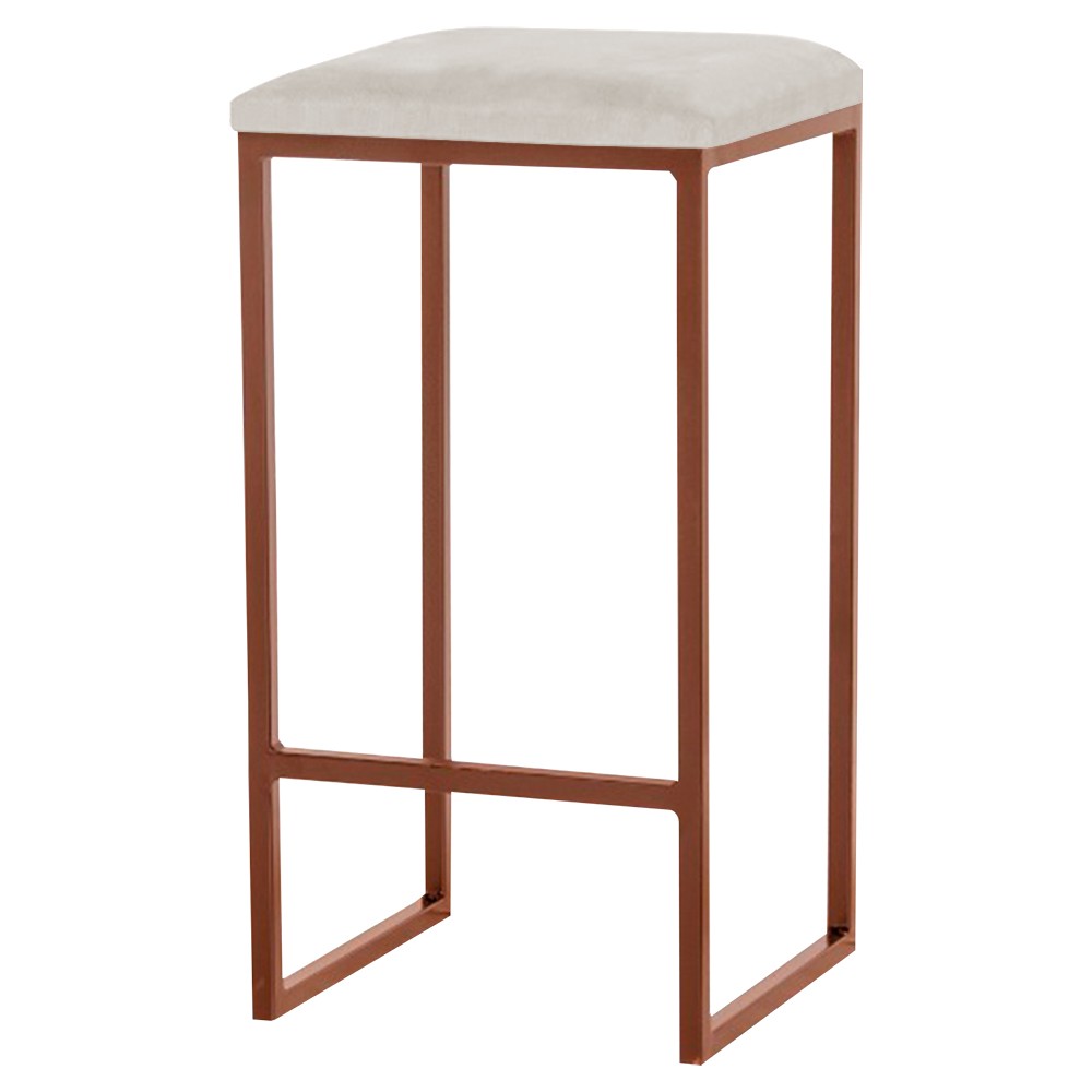 Banqueta Decorativa Billie Base Bronze Suede Bege G41 - Gran Belo