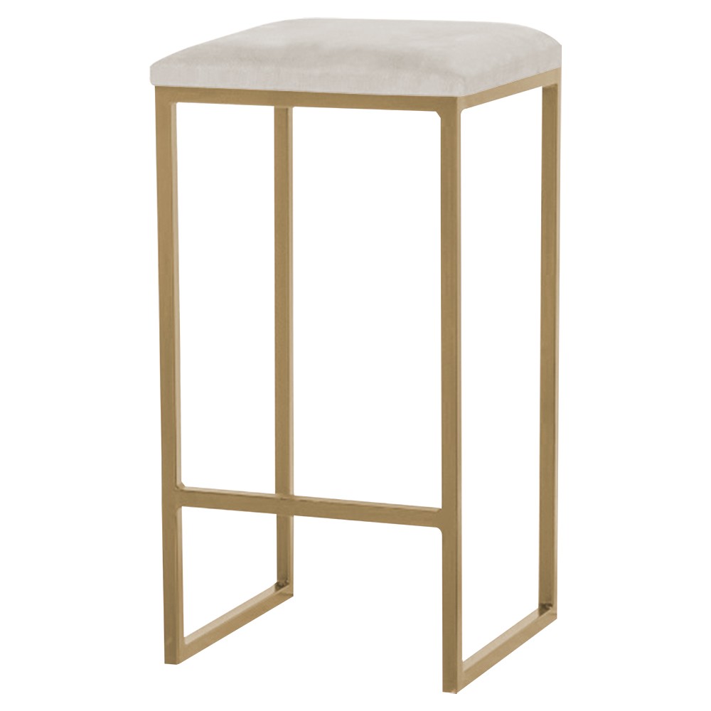 Banqueta Decorativa Billie Base Gold Suede Bege G41 - Gran Belo