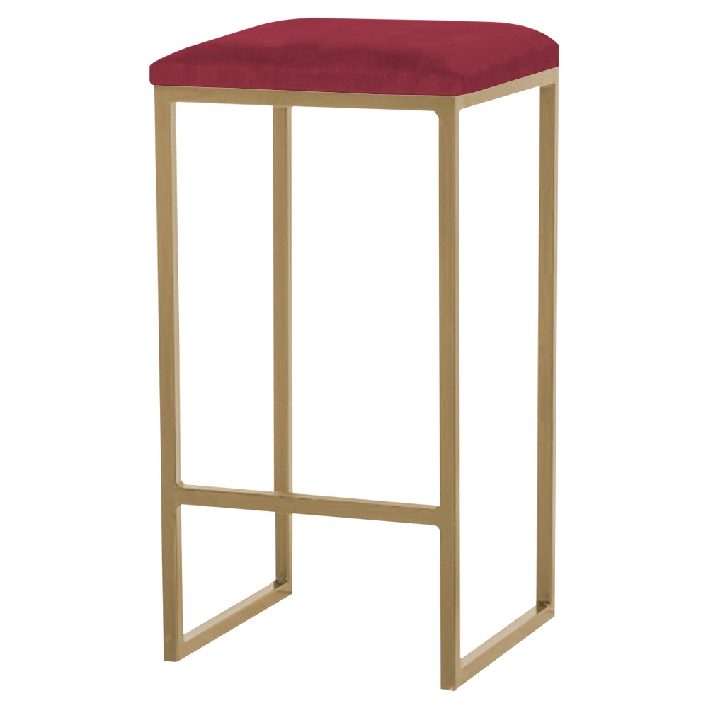 Banqueta Decorativa Billie Base Gold Suede Bordô G41 - Gran Belo