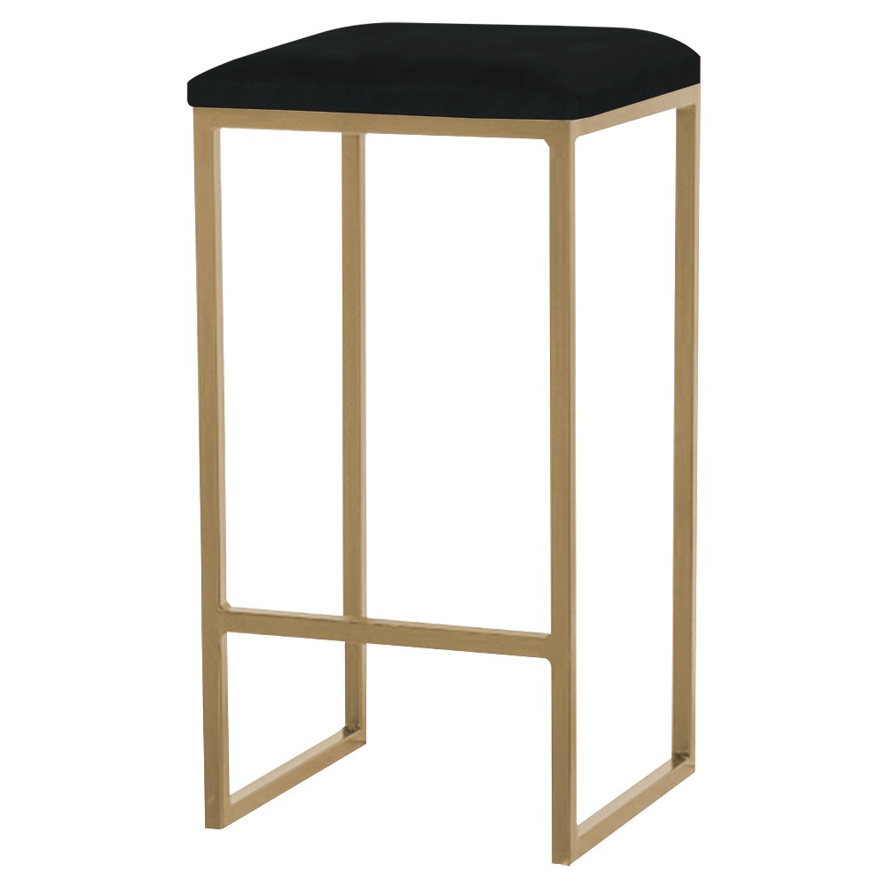 Banqueta Decorativa Billie Base Gold Suede Preto G41 - Gran Belo